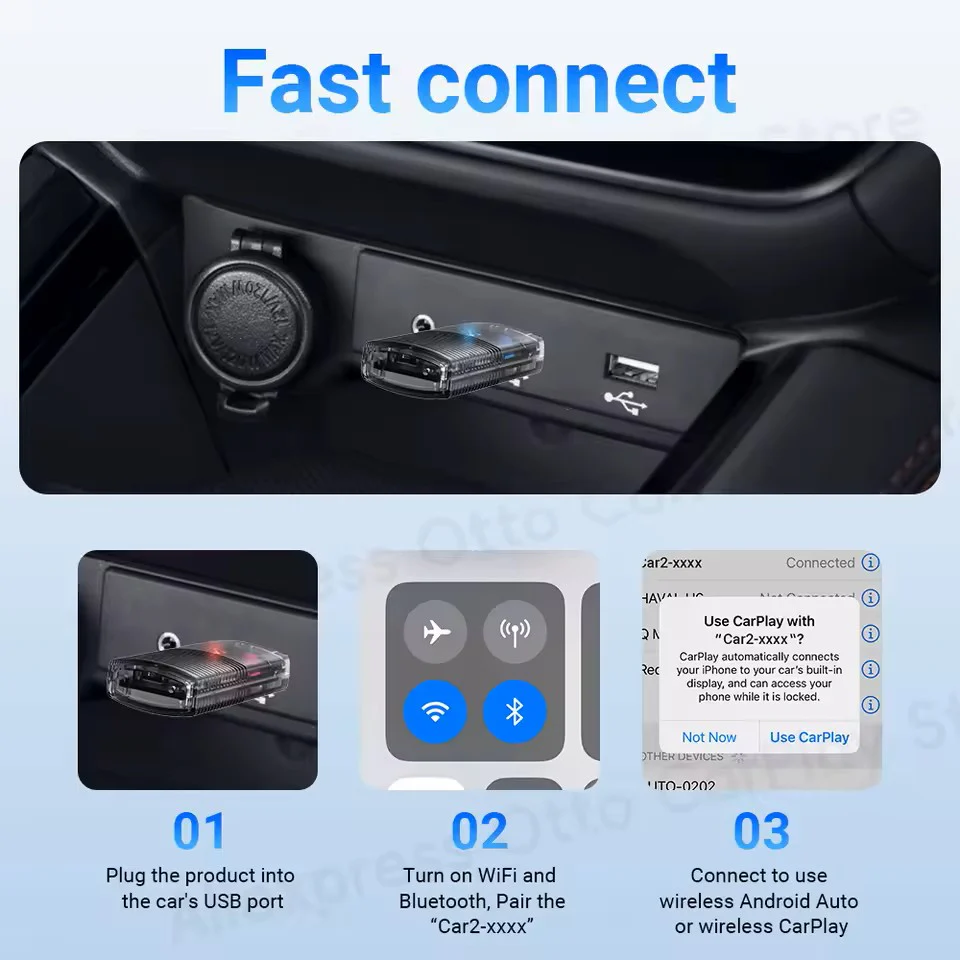 2-in-1 Mini Wireless CarPlay/Android Auto Adapter - Image 10