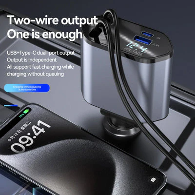 4 in 1 Retractable Car Charger with cable - Image 3