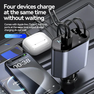 4 in 1 Retractable Car Charger with cable - Image 4