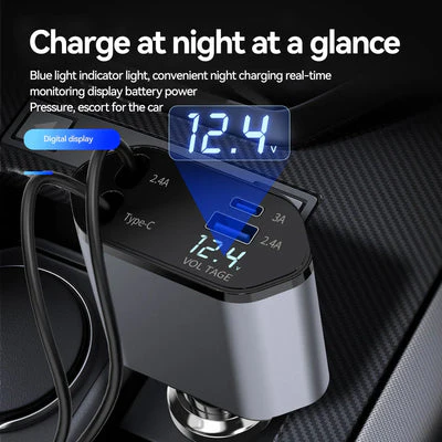 4 in 1 Retractable Car Charger with cable - Image 5