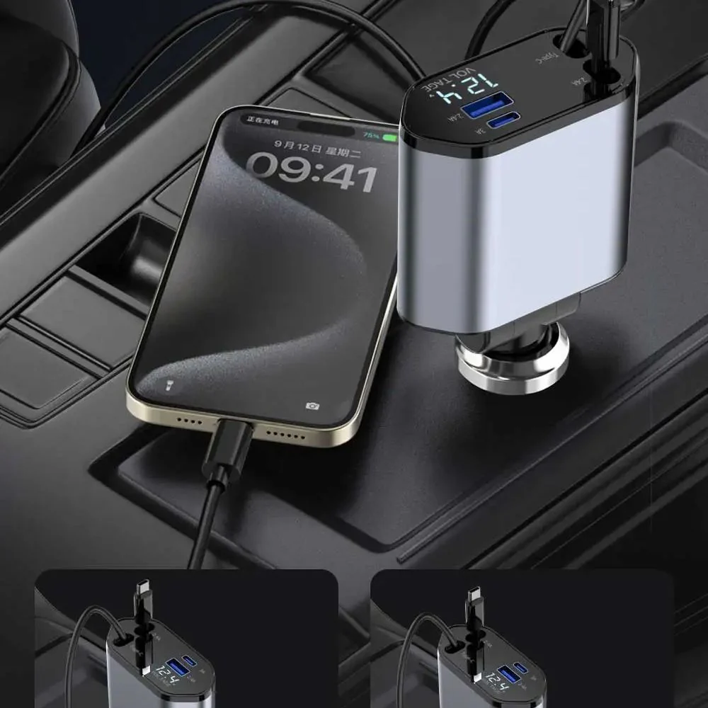 4 in 1 Retractable Car Charger with cable - Image 6