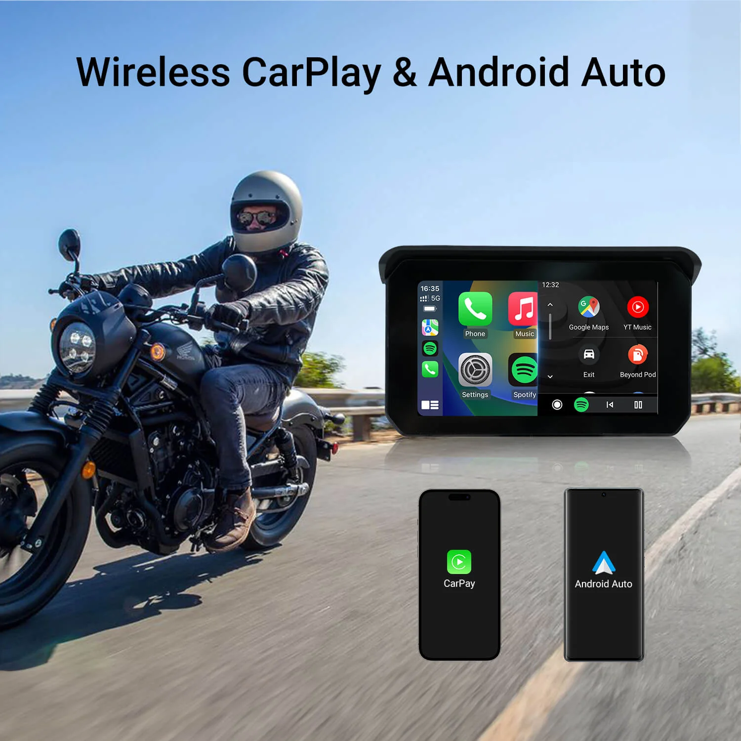 CarPlay Lite C5 SE Portable Motorcycle GPS Wireless CarPlay/Android Auto Screen - Image 2