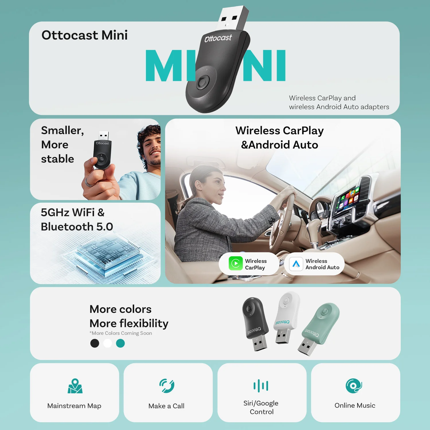(EXCLUSIVE PRICE)-2-in-1 Mini Wireless CarPlay/Android Auto Adapter - Image 3