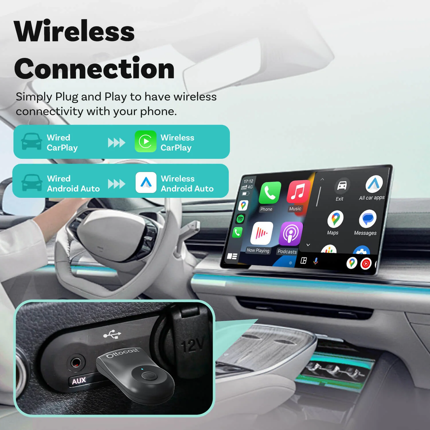 (EXCLUSIVE PRICE)-2-in-1 Mini Wireless CarPlay/Android Auto Adapter - Image 4
