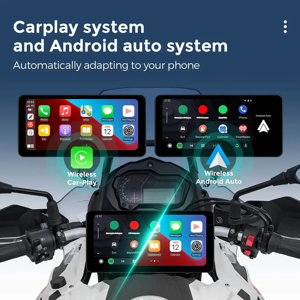 CarPlay Lite C5 Ultra Motorcycle Android 12 GPS Display Screen With DVR Camera - Image 4