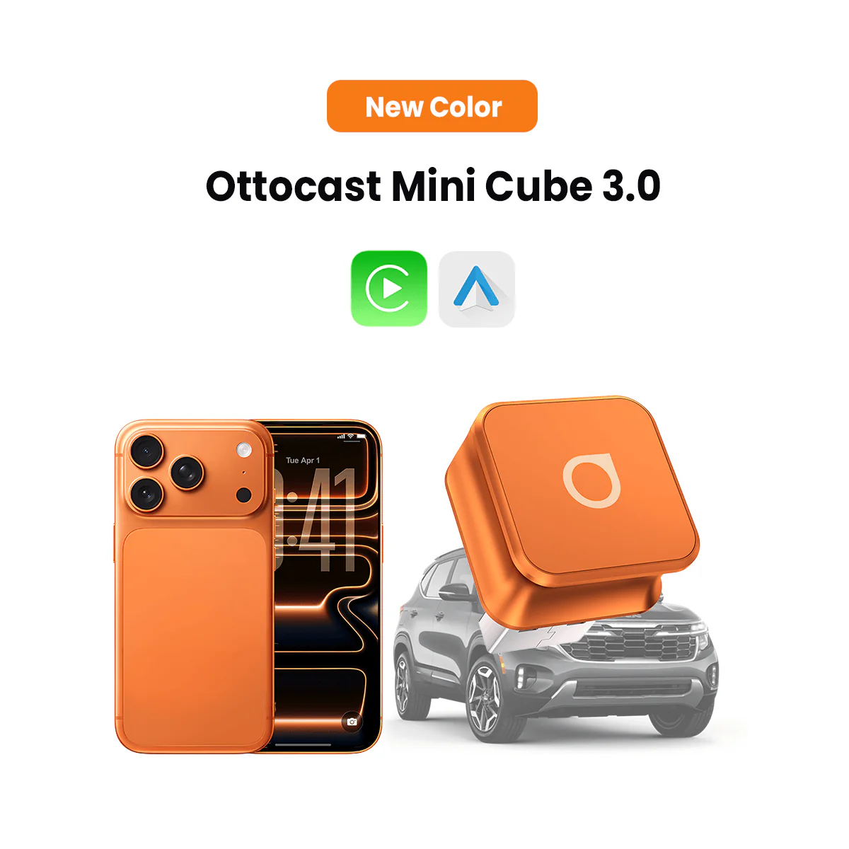 Ottocast Mini Cube 3.0 Adapter - Cosmic Orange - Image 3