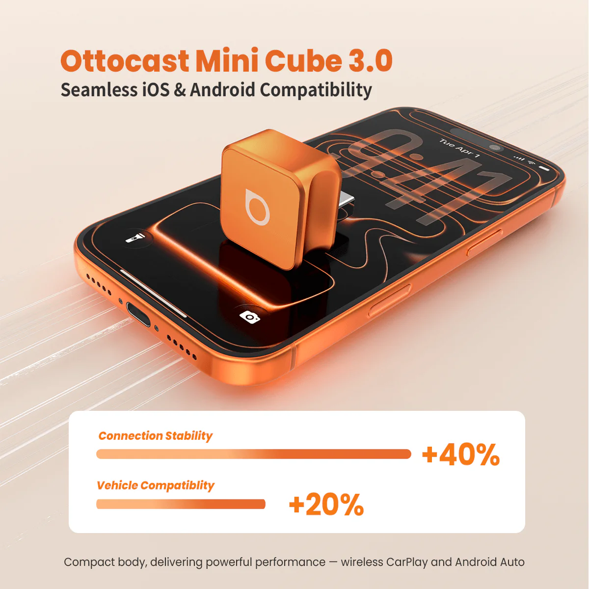 Ottocast Mini Cube 3.0 Adapter - Cosmic Orange - Image 4
