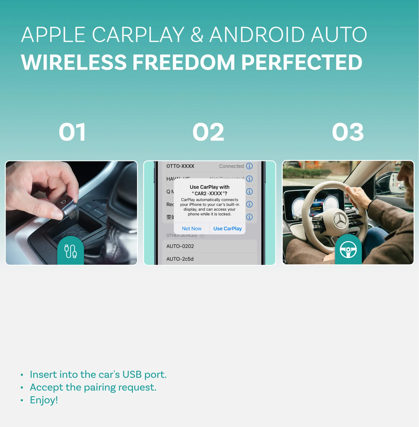 Ottocast Mini Cube 3.0 Wireless CarPlay/Android Auto Adapter - Image 8
